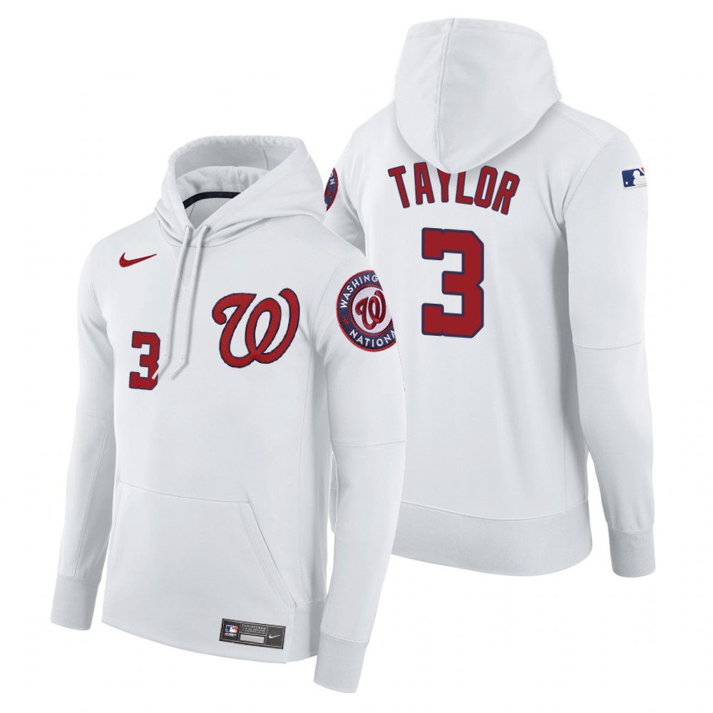 Men Washington Nationals 3 Taylor white home hoodie 2021 MLB Nike Jerseys